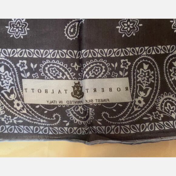 ROBERT TALBOTT Fine Silk Scarf Printed in Italy  - Blue - Semi Sheer - Picture 2 of 7